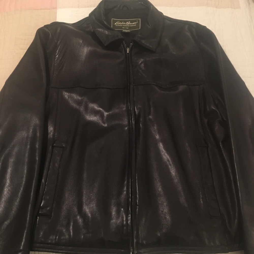 Eddie Bauer Black Leather Jacket Men’s XL